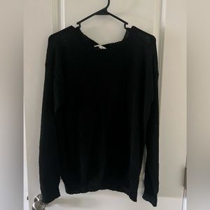 Black sheer sweater with bow tie back